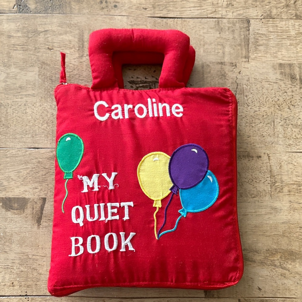 Caroline Red Quiet Book with Balloon Design